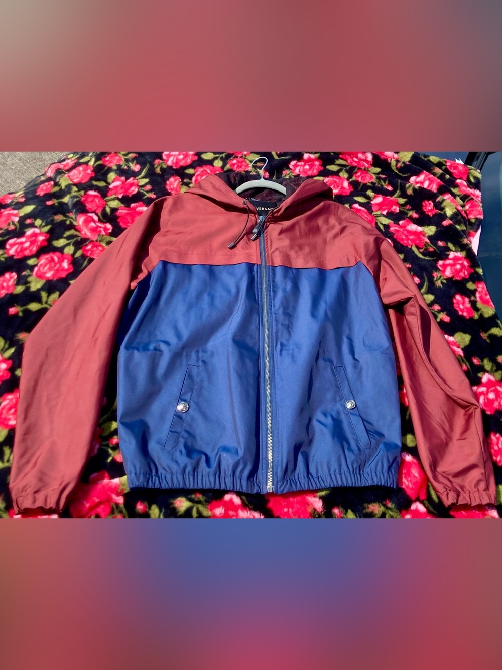 Versace Colorblock Windbreaker Burgundy Navy Men’s M IT 48